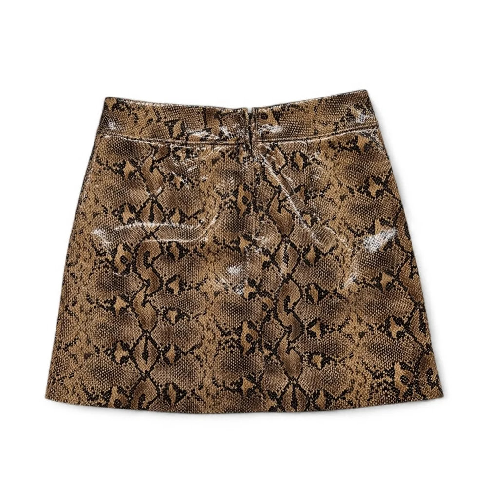 BlankNYC Anaconda Snakeskin Faux Leather Skirt In Brown And Black Sz 27 NWT